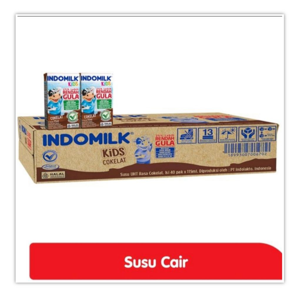 

Indomilk Kids Rendah Gula Coklat UHT kotak 40 x 115 ml