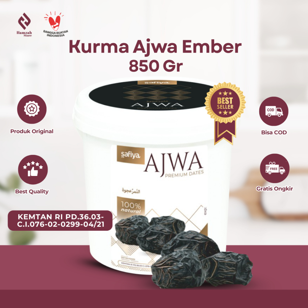 

Kurma Ajwa Kemasan Ember 850 gr Kurma Nabi Premium Quality Original Safiya