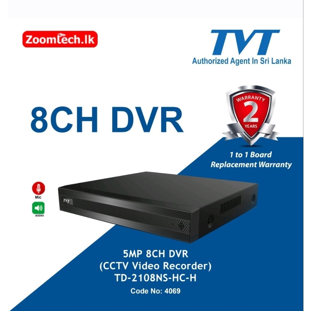 DVR TVT 8 CH 5MP 2560P ORIGNAL/DVR CCTV 8 CH TVT 5MP