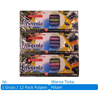 

Bolpenku Grip Pulpen Murah Motif Ulir - Hitam [1 Gross / 12 Pack / 144 Pcs]
