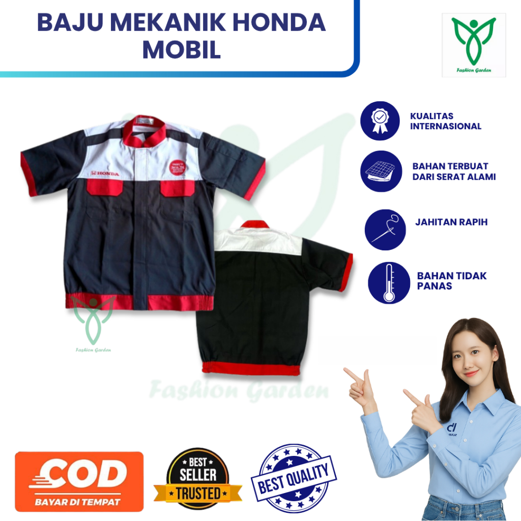 Baju Mekanik Honda Mobil New / Wearpack Honda Mobil / Wearpack Honda Merah Hitam/ Wearpack Bengkel