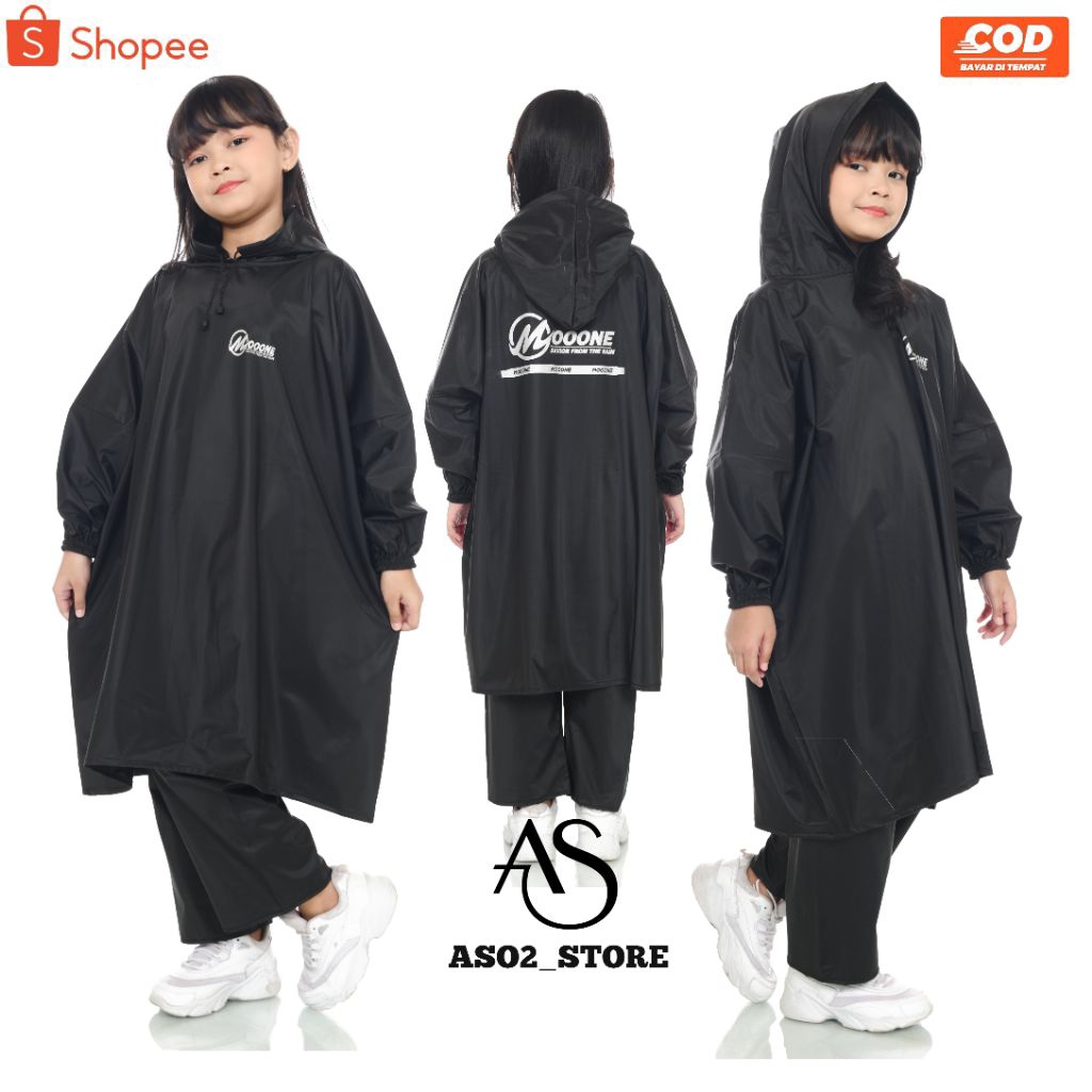 Jas Hujan MOOONE Ponco Celana Anak SD Cowok Cewek Khusus Umur 7 - 12 Tahun Anti Air