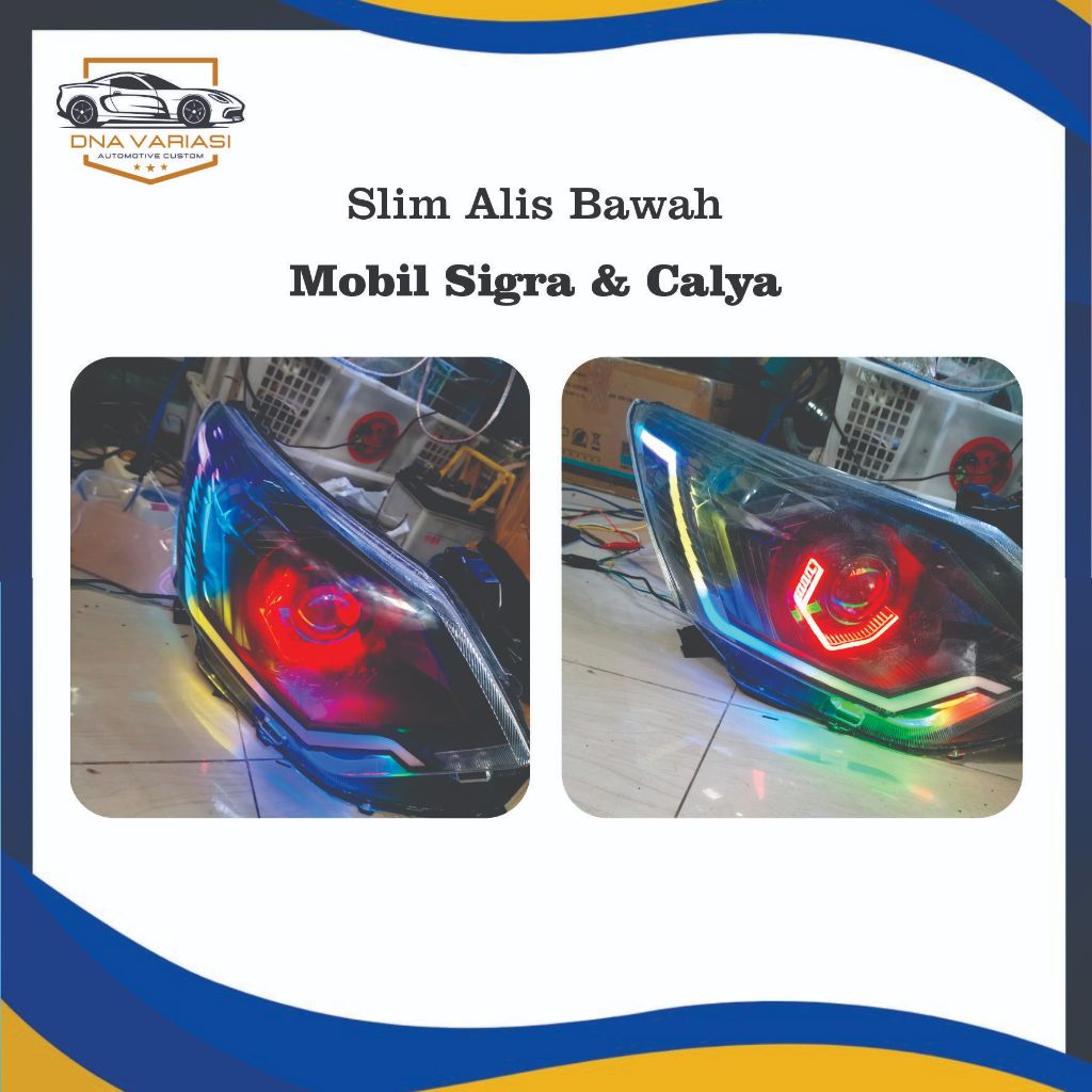 Slim Alis Frame DRL Lampu Headlamp Running Sein LED Aplikasi RGB Lampu Depan Mobil Calya dan Sigra