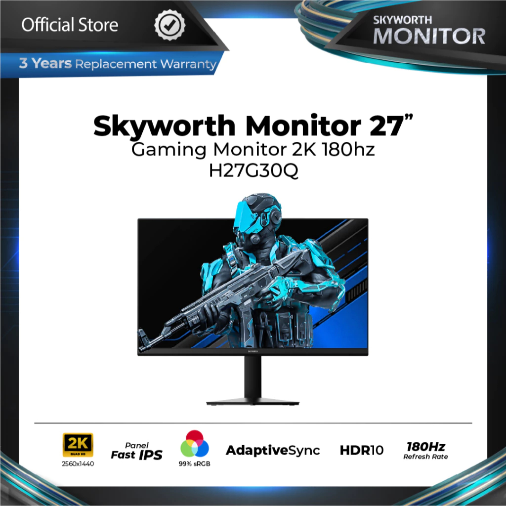 Skyworth H27G30Q Monitor 27 Inch 2K 180Hz IPS AdaptiveSync