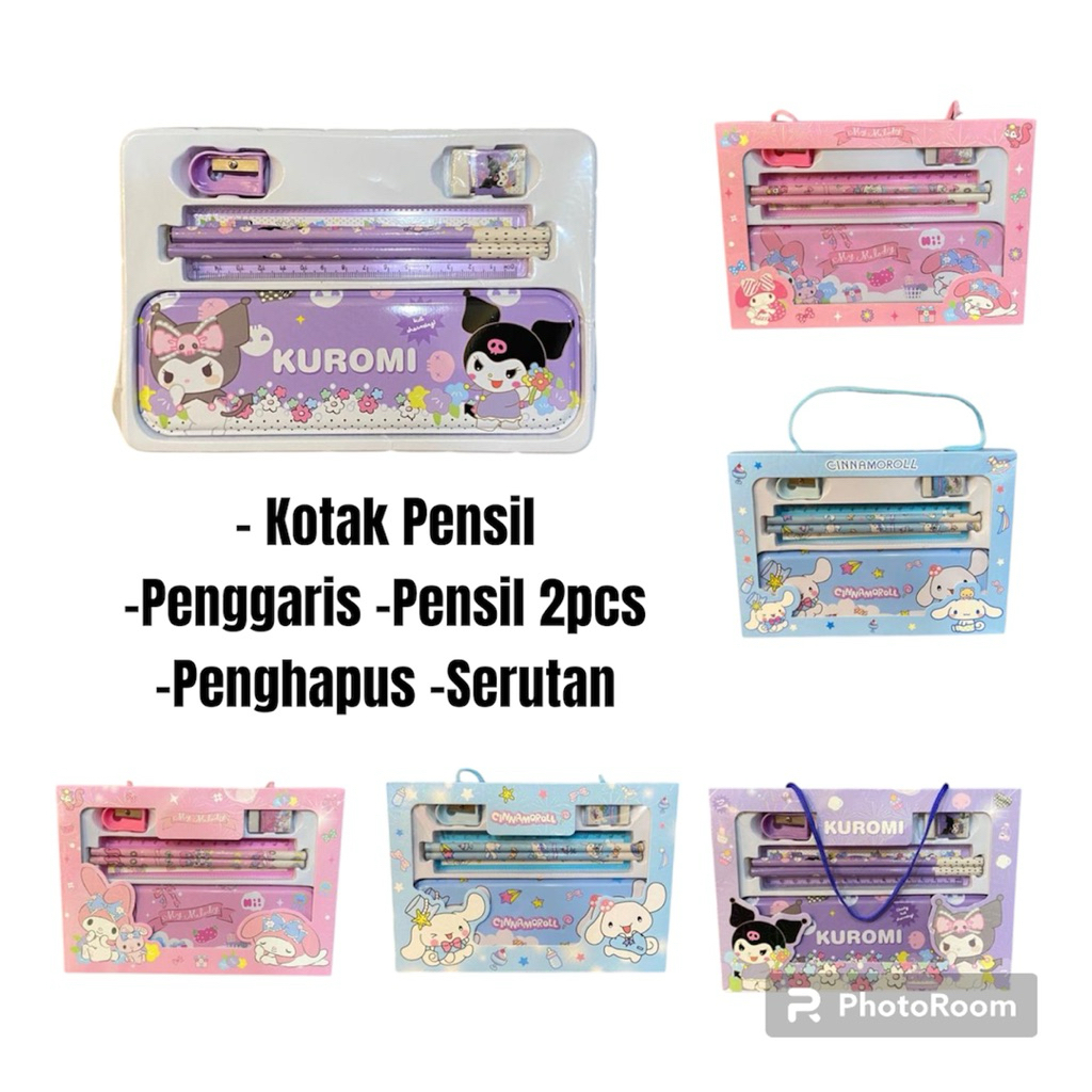 

KOTAK PENSIL SET 5IN1 STATIONERY SANRIO KUROMI CINNAMOROL MELODY