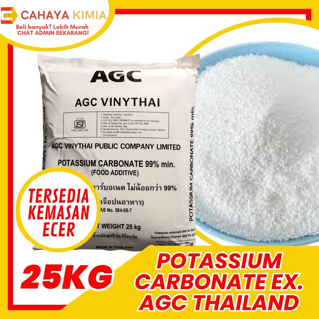 

Potassium Carbonate ex. Thailand - Food Grade 1 zak (25 kg)