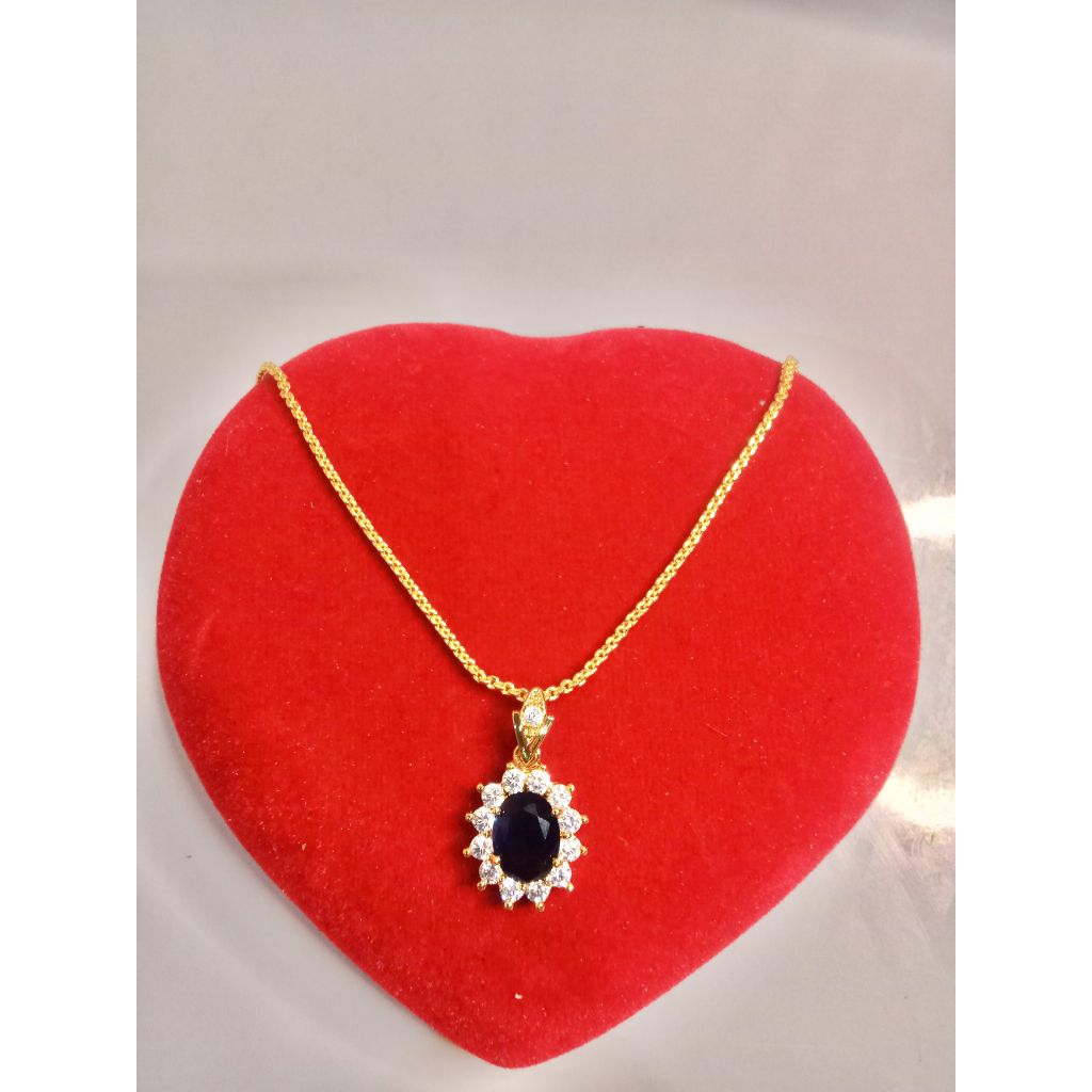 kalung liontin permata biru