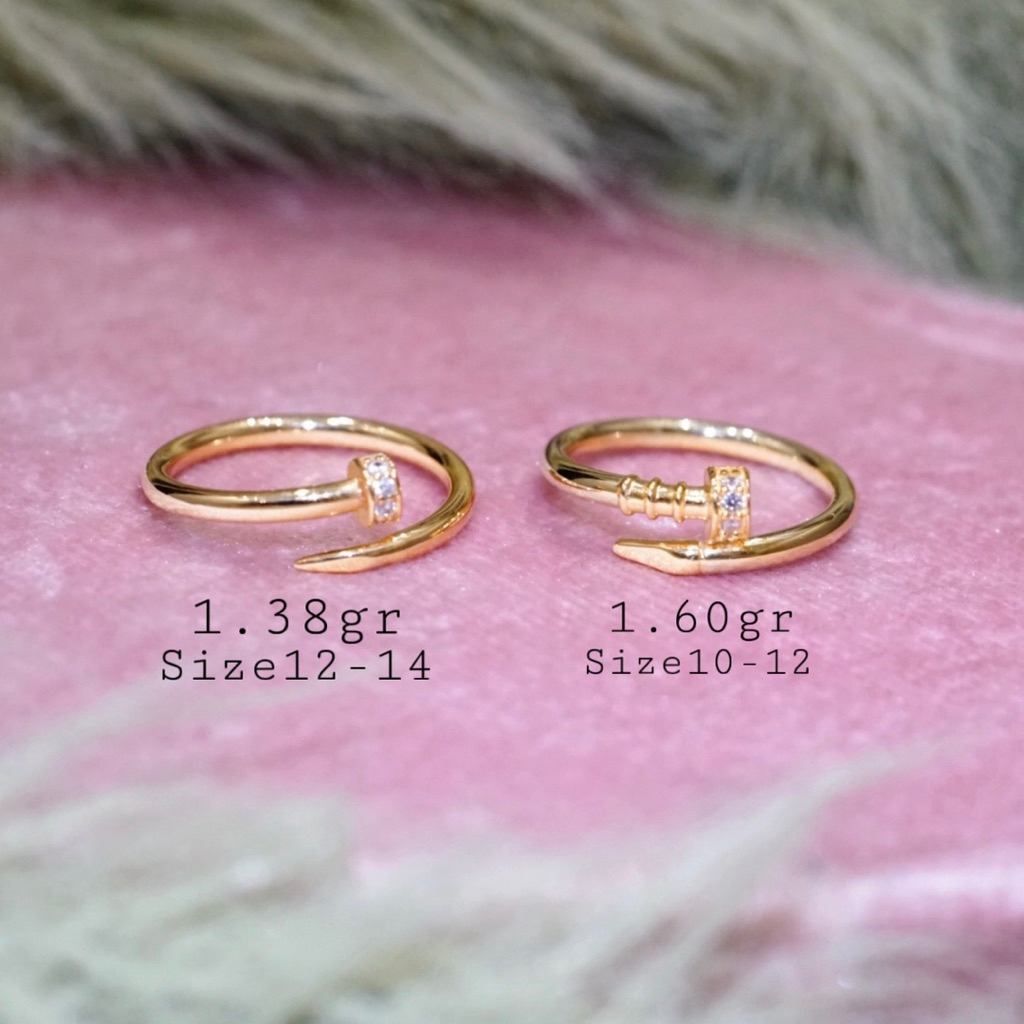 Cincin Emas Asli Cartir dan Cincin Emas Paku Spiral Emas Asli Kadar 700