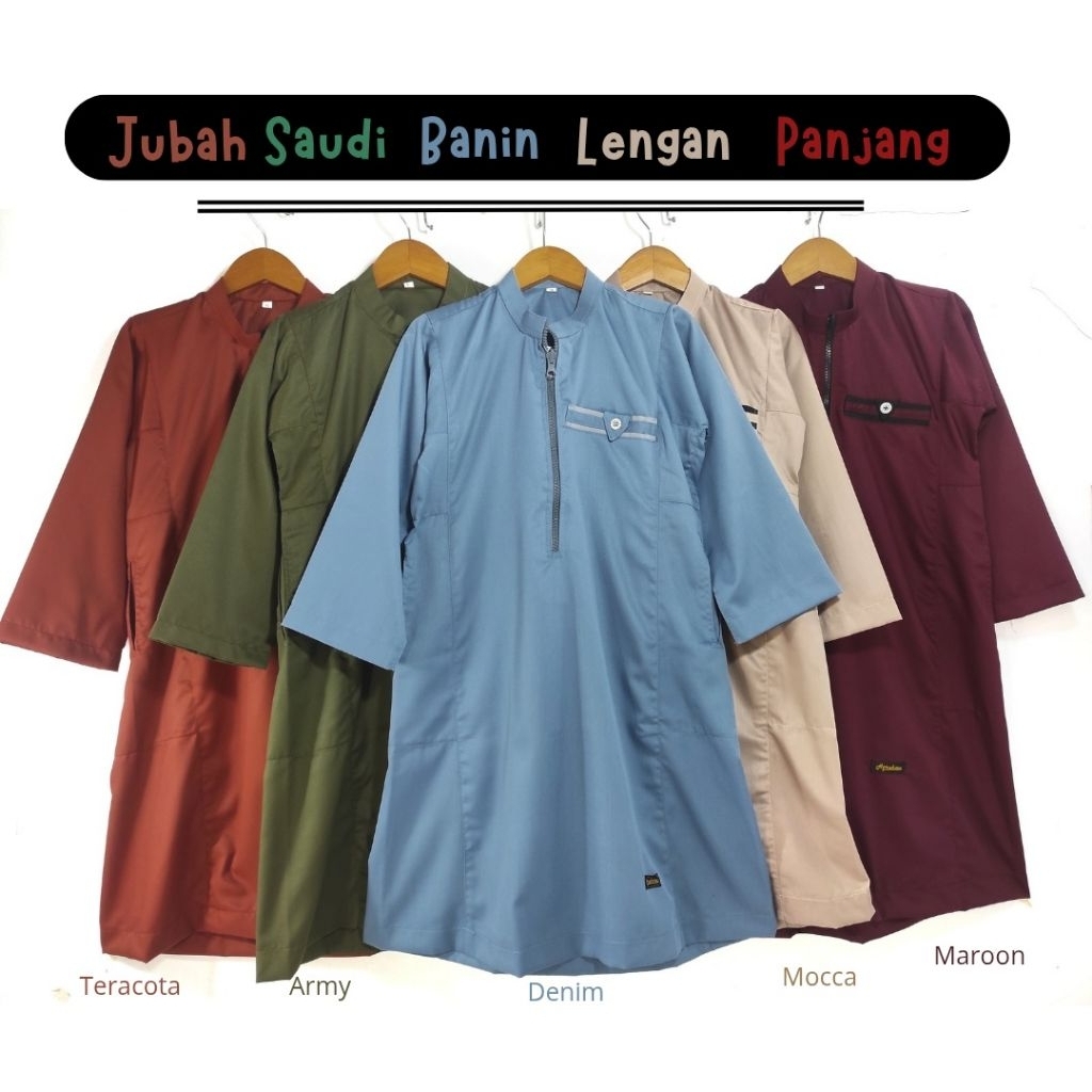 Jubah Saudi Banin Lengan Panjang 5-12th Model Resleting