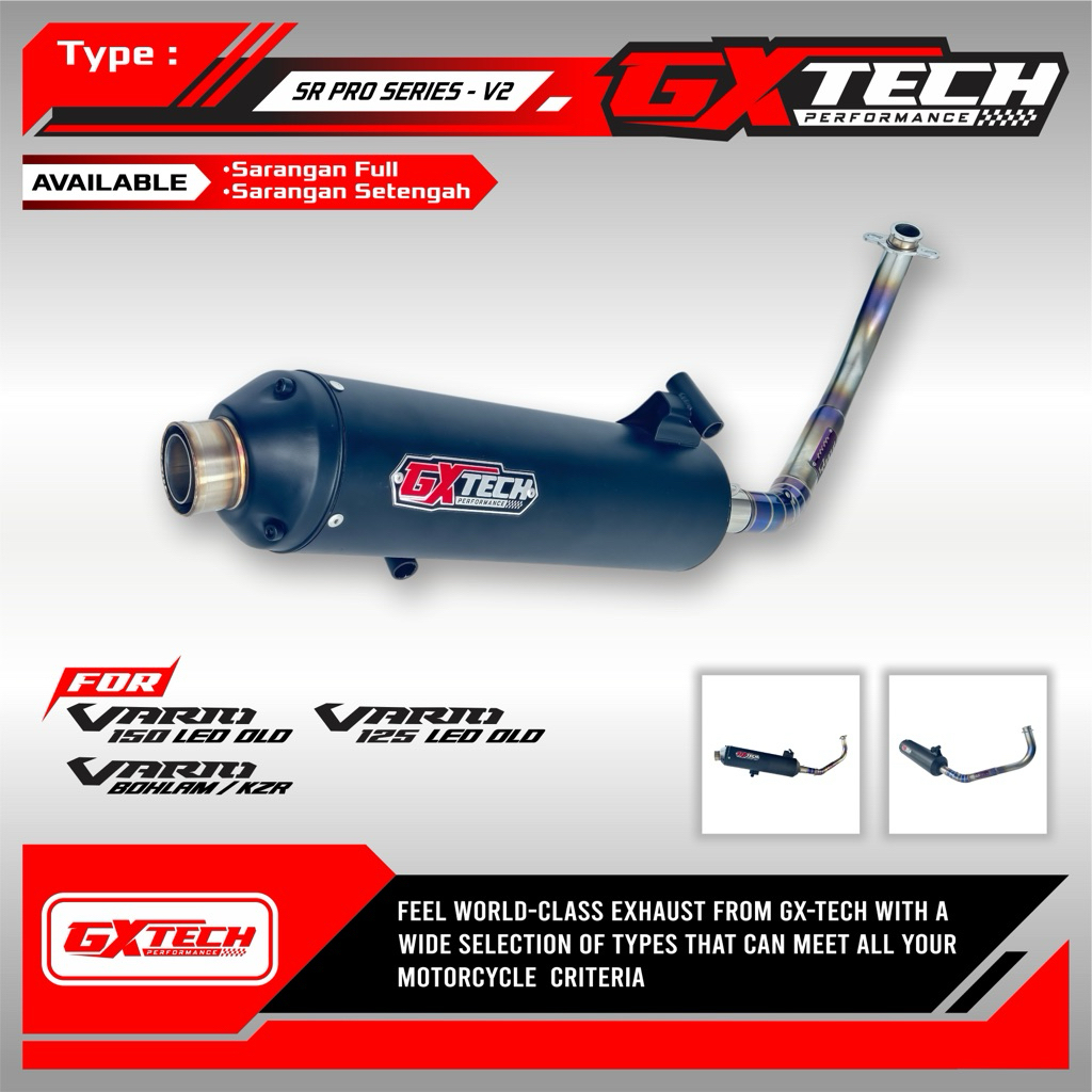 Knalpot Standar Racing VARIO125/150 LED OLD, VARIO KZR, PCX 160  SR-PRO SERIES V2 Inlet 38mm Full St