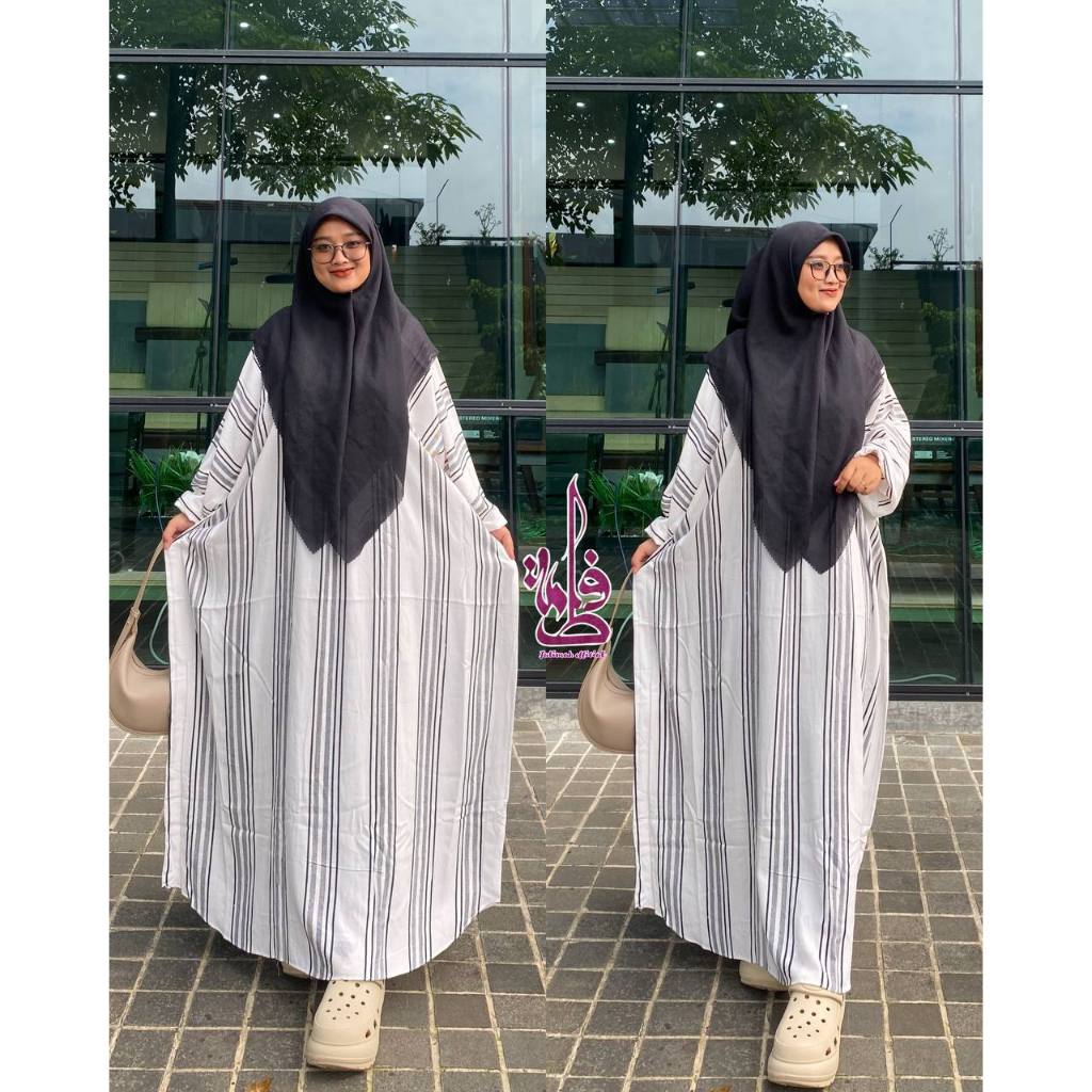 Kaftan Twill Motif Salur Terbaru Gamis Kaftan twill Ilka Motif Kalem Termurah Gamis Daster Jumbo