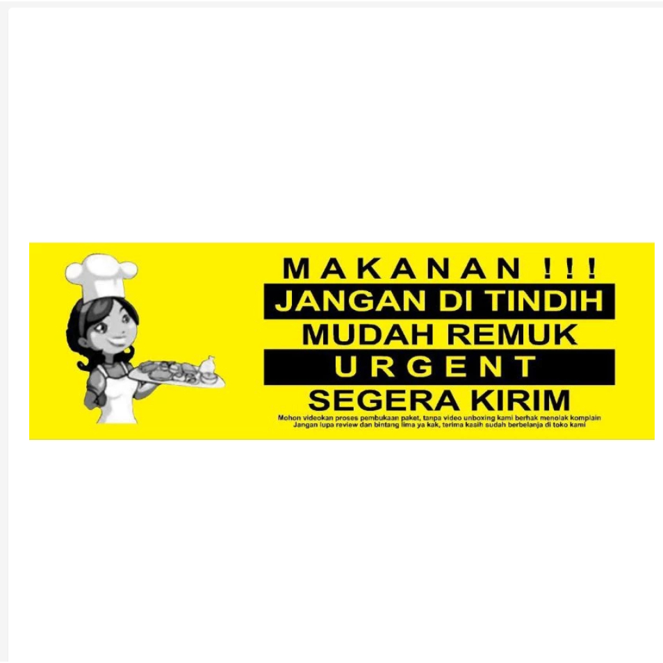 

STIKER MAKANAN1 KECIL KUNING UK 85 X 33 MM ISI 100 PCS MAKANAN FOOD DELIVERY