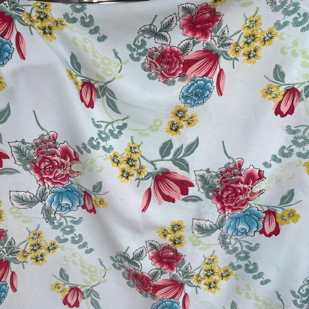 kain maxmara silk motif bunga premium - kain satin maxmara original - kain silk style premium dzc