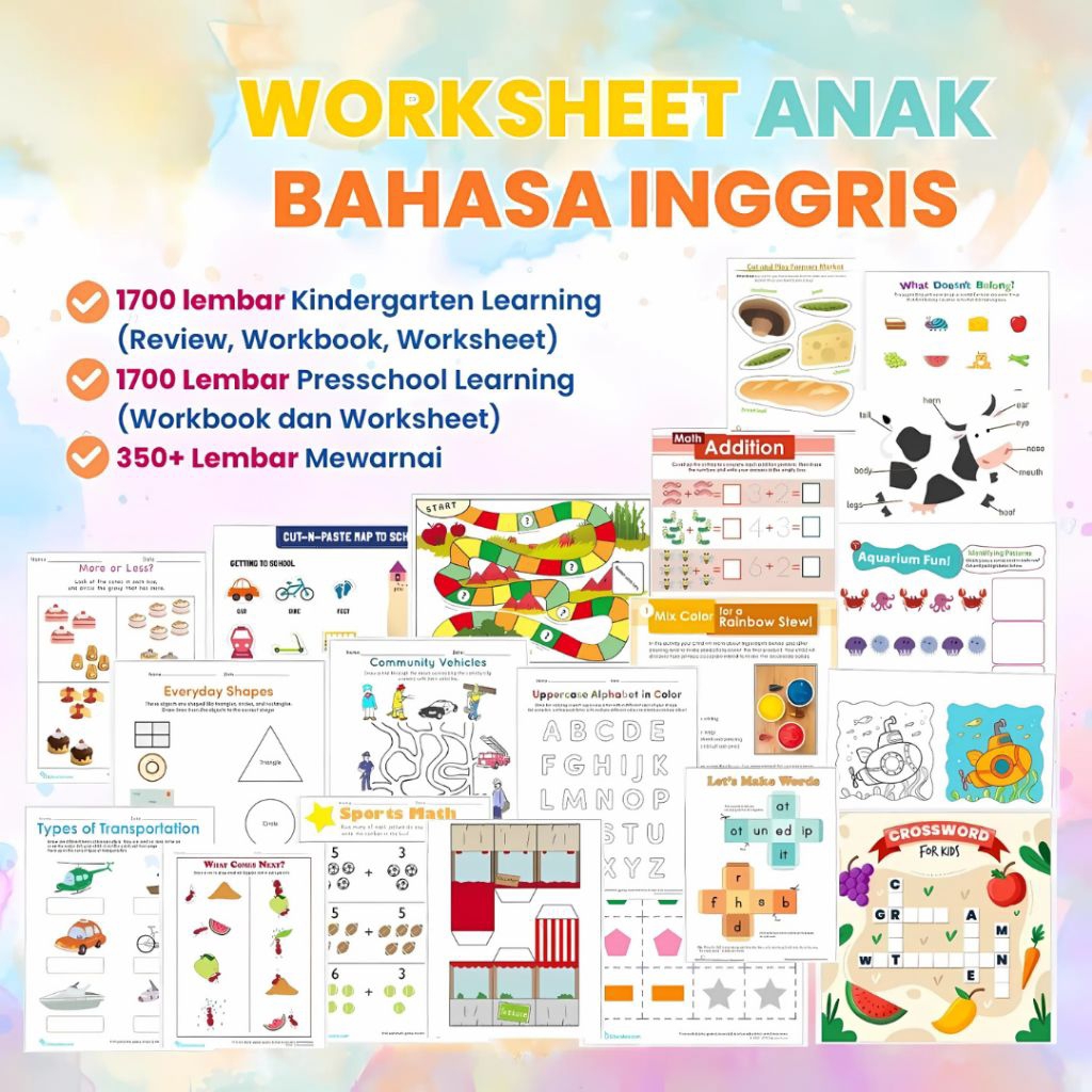 3700+ Worksheet Anak Bahasa Inggris | Worksheet Anak PAUD & TK | Belajar, Mewarnai & Aktivitas Seru