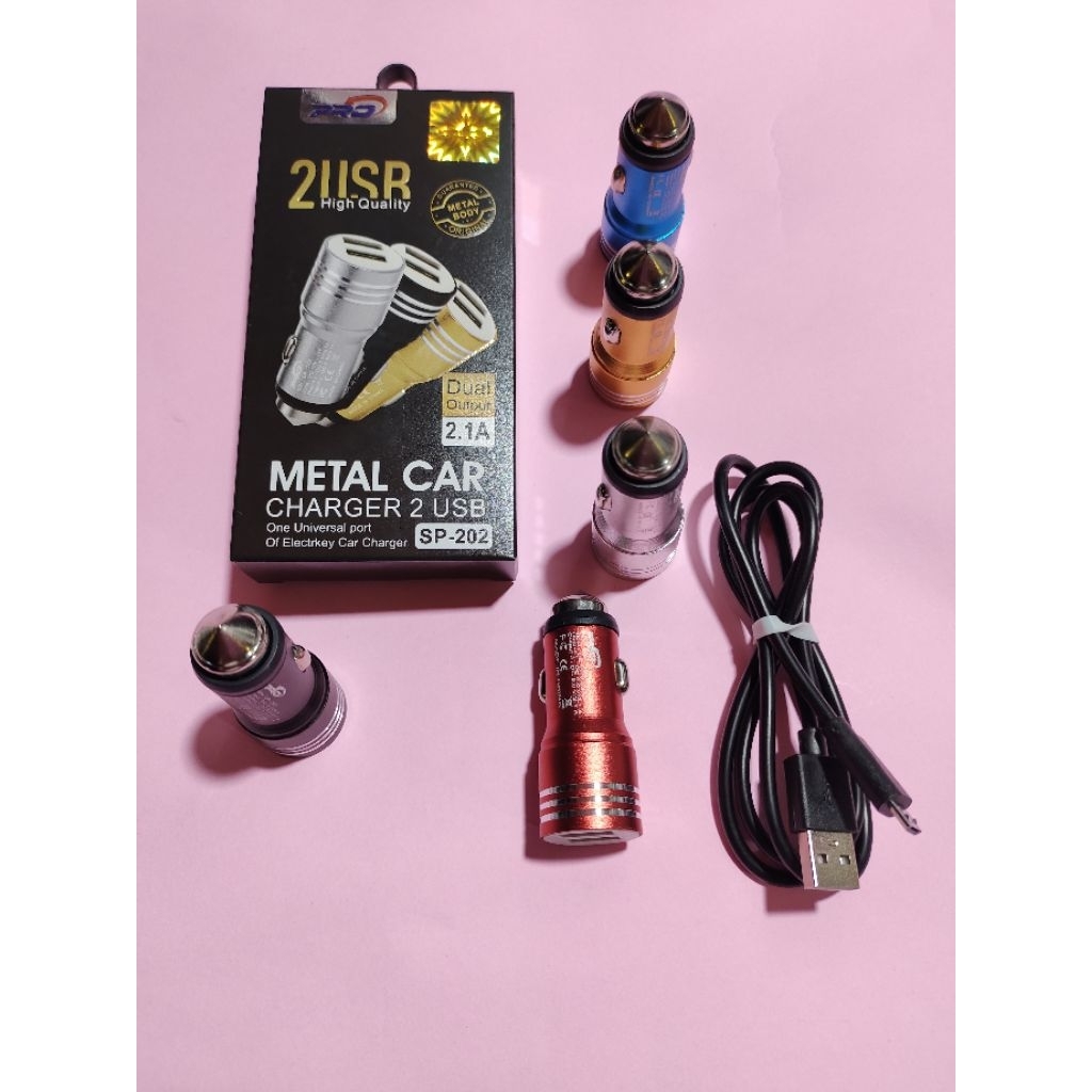 SP-202 CAR CHARGER MOBIL/MOTOR FAST CHARGING type-C + USB micro + USB FAST CHARGING