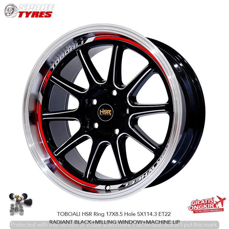 VELG MOBIL HSR RING 17 UNTUK INNOVA XPANDER HRV CRV BRV CIVIC HSR TOBOALI  R17 PCD 5X114,3 LEBAR 8,5