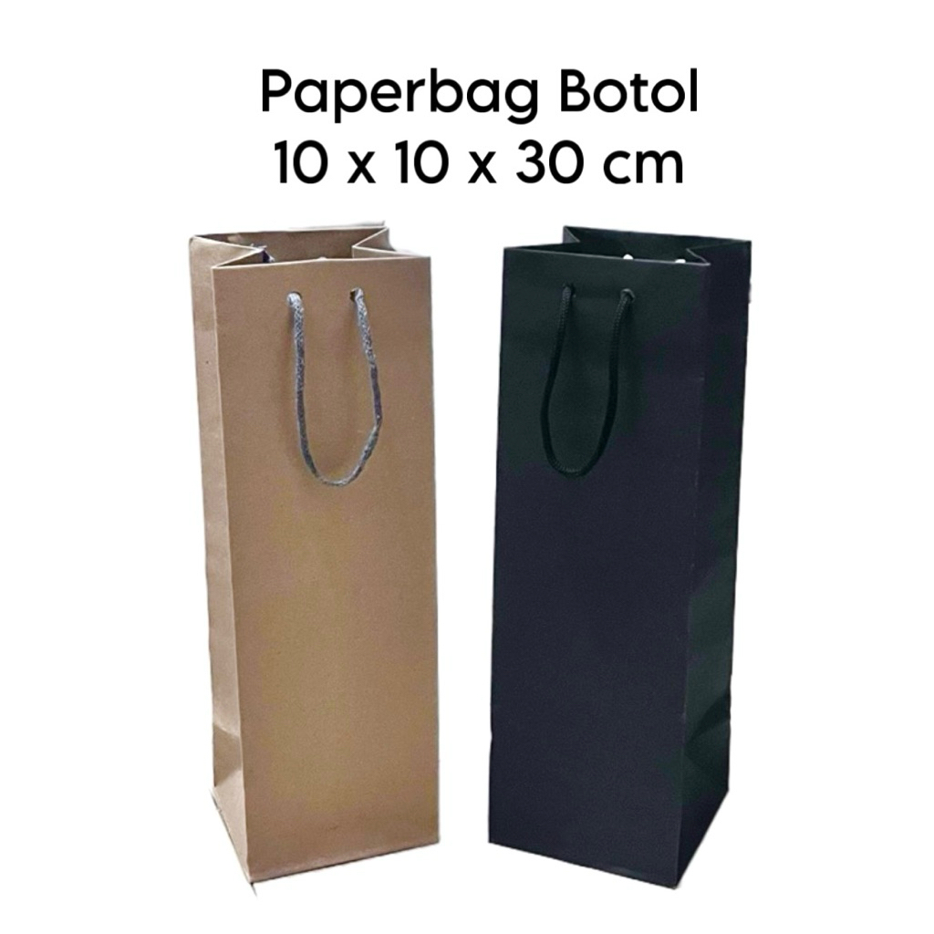 

Paperbag Botol/Goodie bag Souvenir Polos Coklat dan hitam 10x10x30cm(p3)