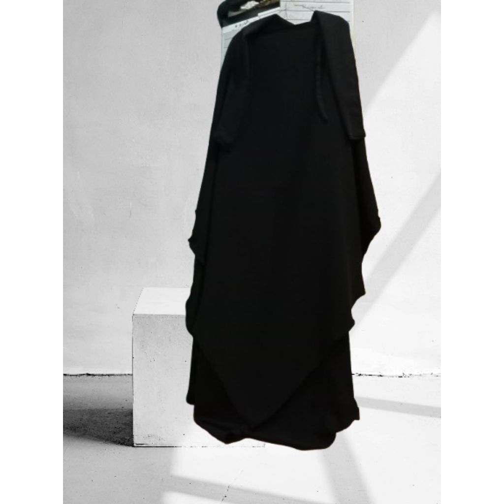 French Khimar jetblack super jumbo depan lancip belakang oval 140x160