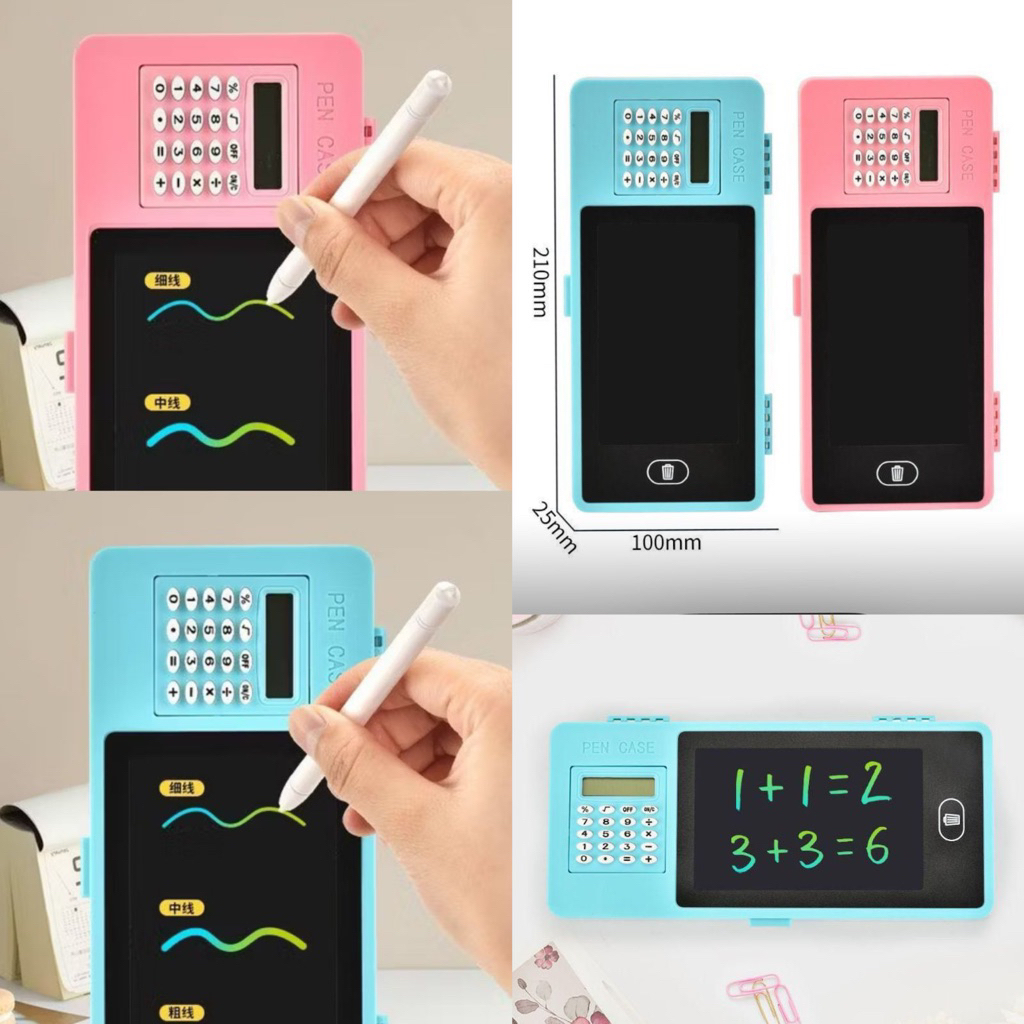 

Kotak Pensil LCD Drawing Pad dengan Kalkulator Back To School Perlengkapan Sekolah Stationary Calculator Multifunction Pencil Case Draw Pad Tab Serbaguna Per Pcs Stationery