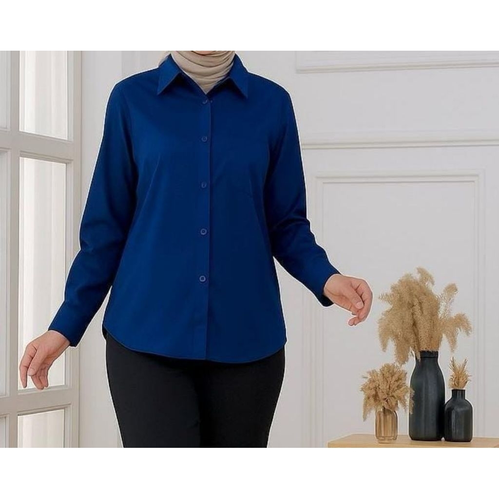 Kemeja Wanita Putih Lengan Panjang Baju Kemeja Putih Wanita Hem kantor Forma Korean Style Kemeja Ker