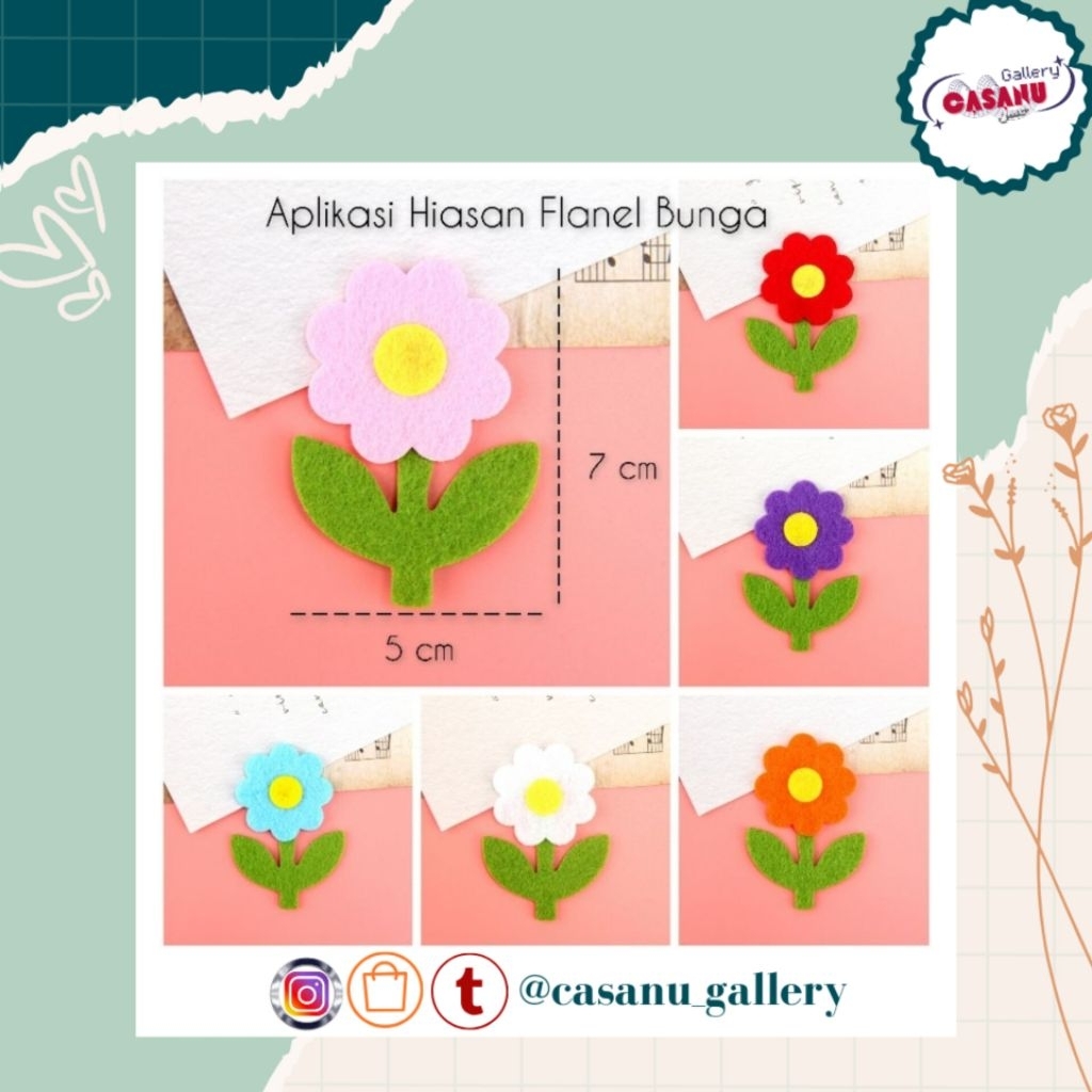 Aplikator bunga kain flanel || bunga tinggal tempel || bunga kain flanel