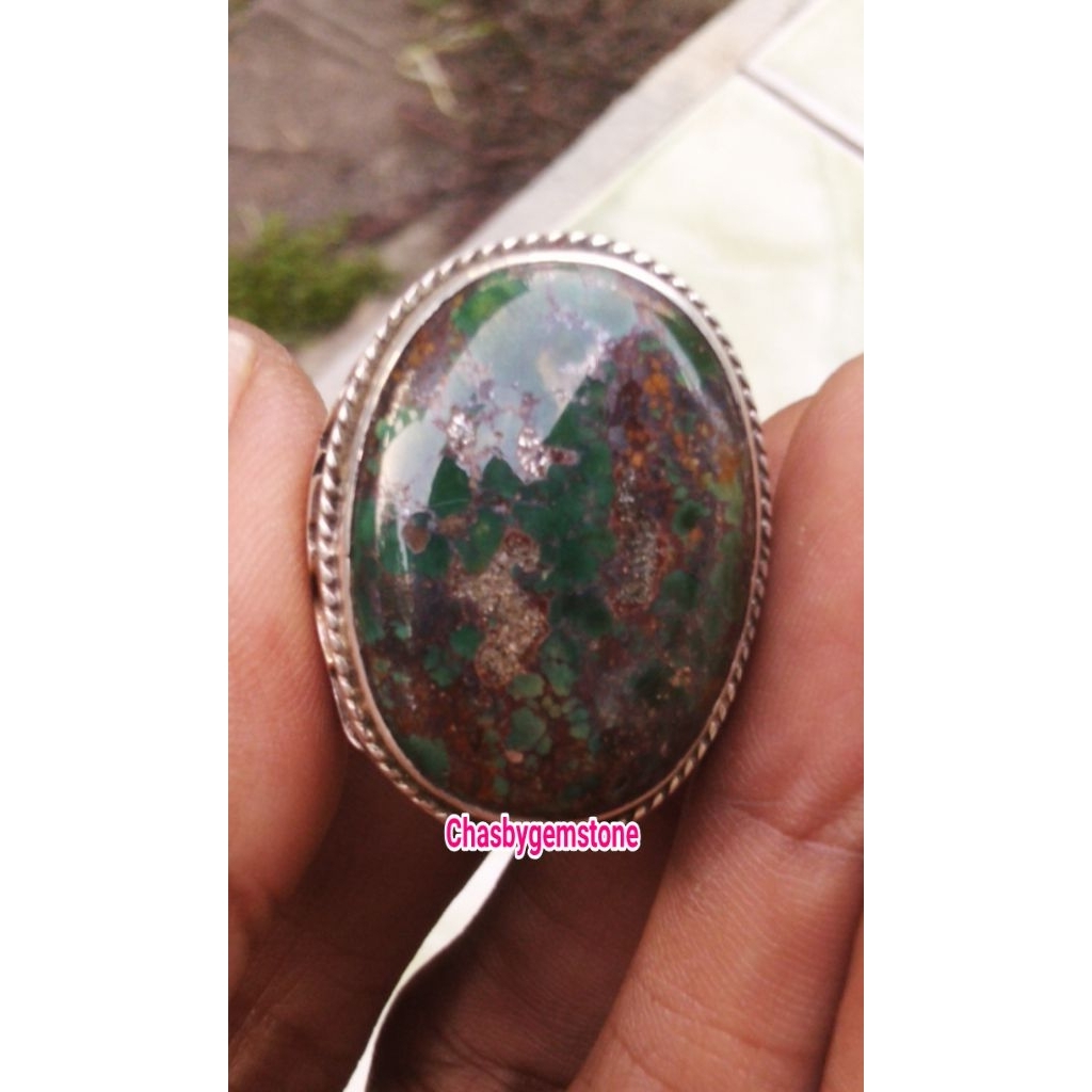 Cincin Pirus Persia hijau kedondong-Batu Pirus Persia ijo kedondong