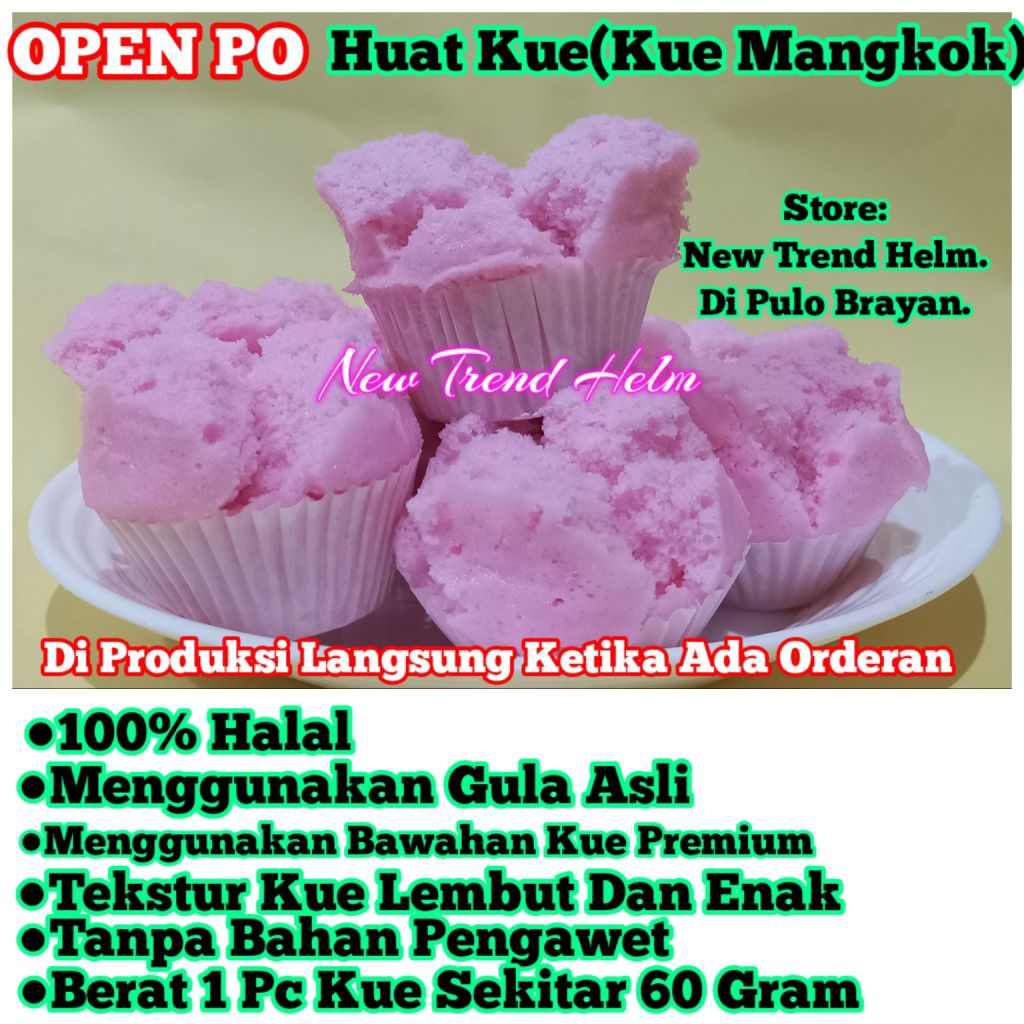 

Huat Kue Kue Mangkok Kue Apem Mekar warna pink.