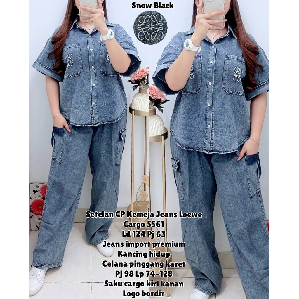 GLW 5561 STELAN JEANS CARGO LD 124CM IMPORT / SET JEANS JUMBO WANITA / READY / REALPICT