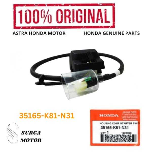 Rumah Saklar Starter Motor Honda BeAT eSP New (K81) 35165K81N31 35165-K81-N31 Housing Comp Starter S