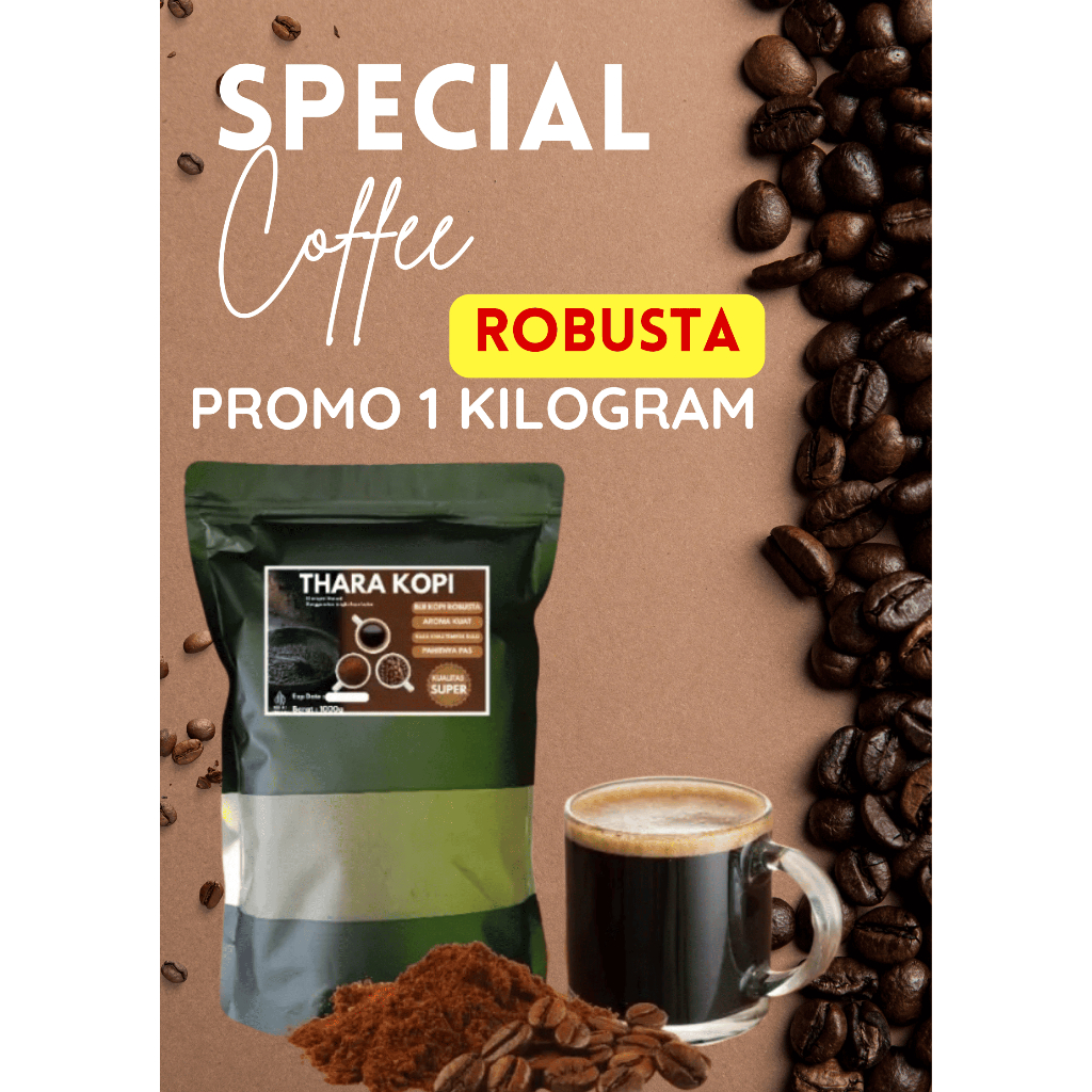 

Kopi Robusta Tradisional 1kg - Sangrai Manual, Aroma Nendang - THARA KOPI