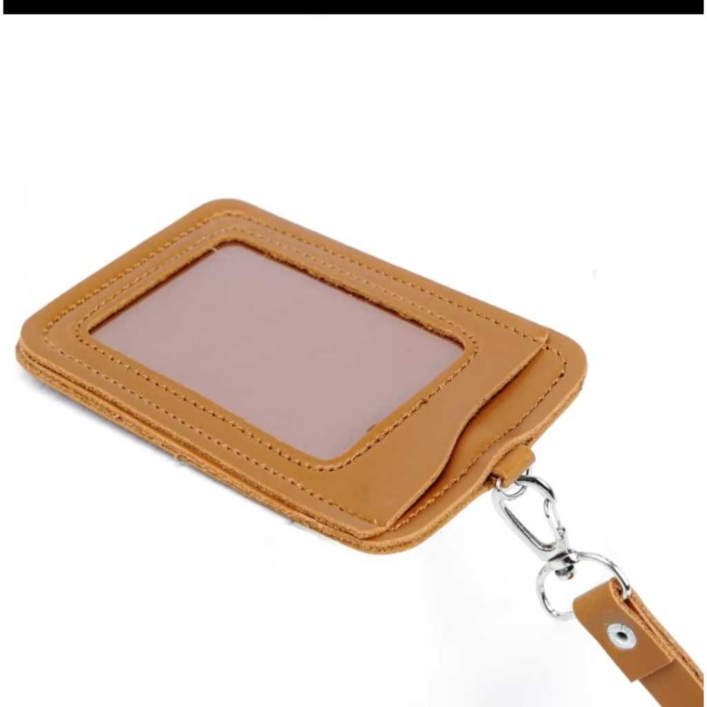 

Lanyard Name Tag jenis kulit sintetis warna coklat terang