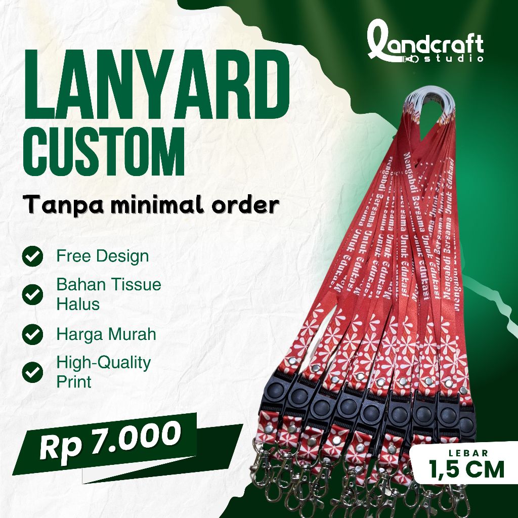 

CUSTOM TALI LANYARD ID CARD LEBAR 1,5 CM / Bisa Satuan / Harga Termurah Kualitas Mantap