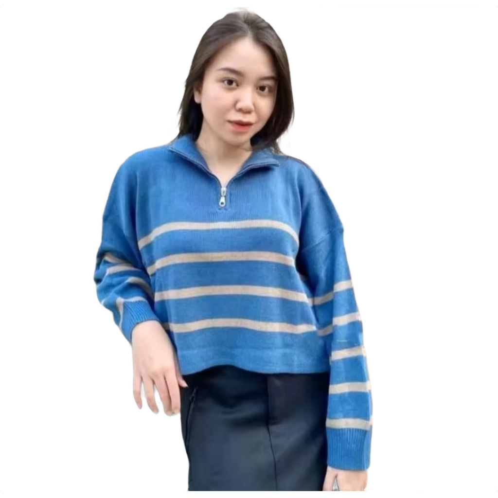 SWEATER RAJUT ZIPPER KNIT CROP PREMIUM/KEKINIAN
