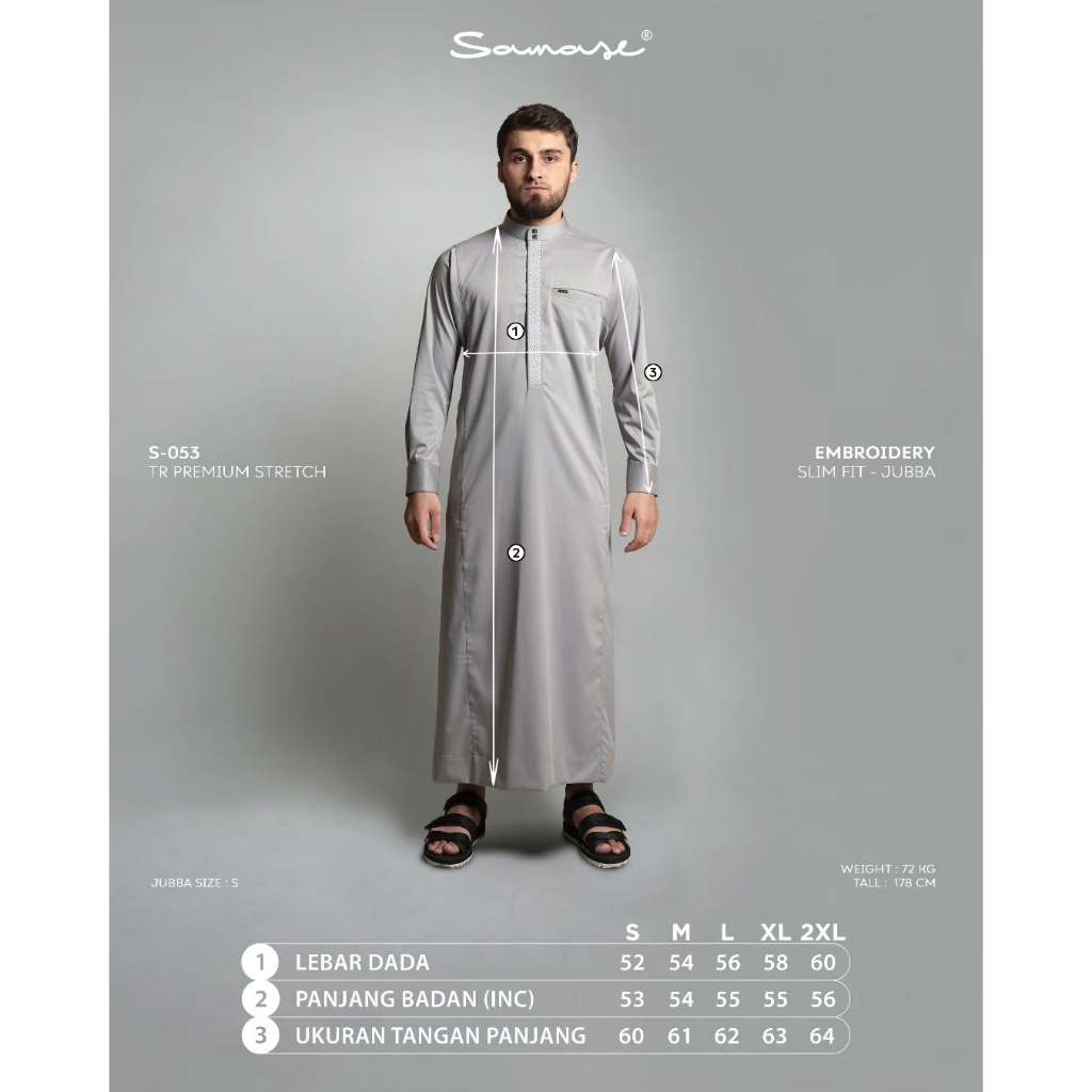 SAMASE - S053 - JUBBA EMBROIDERY SLIMFIT - TR PREMIUM STRETCH
