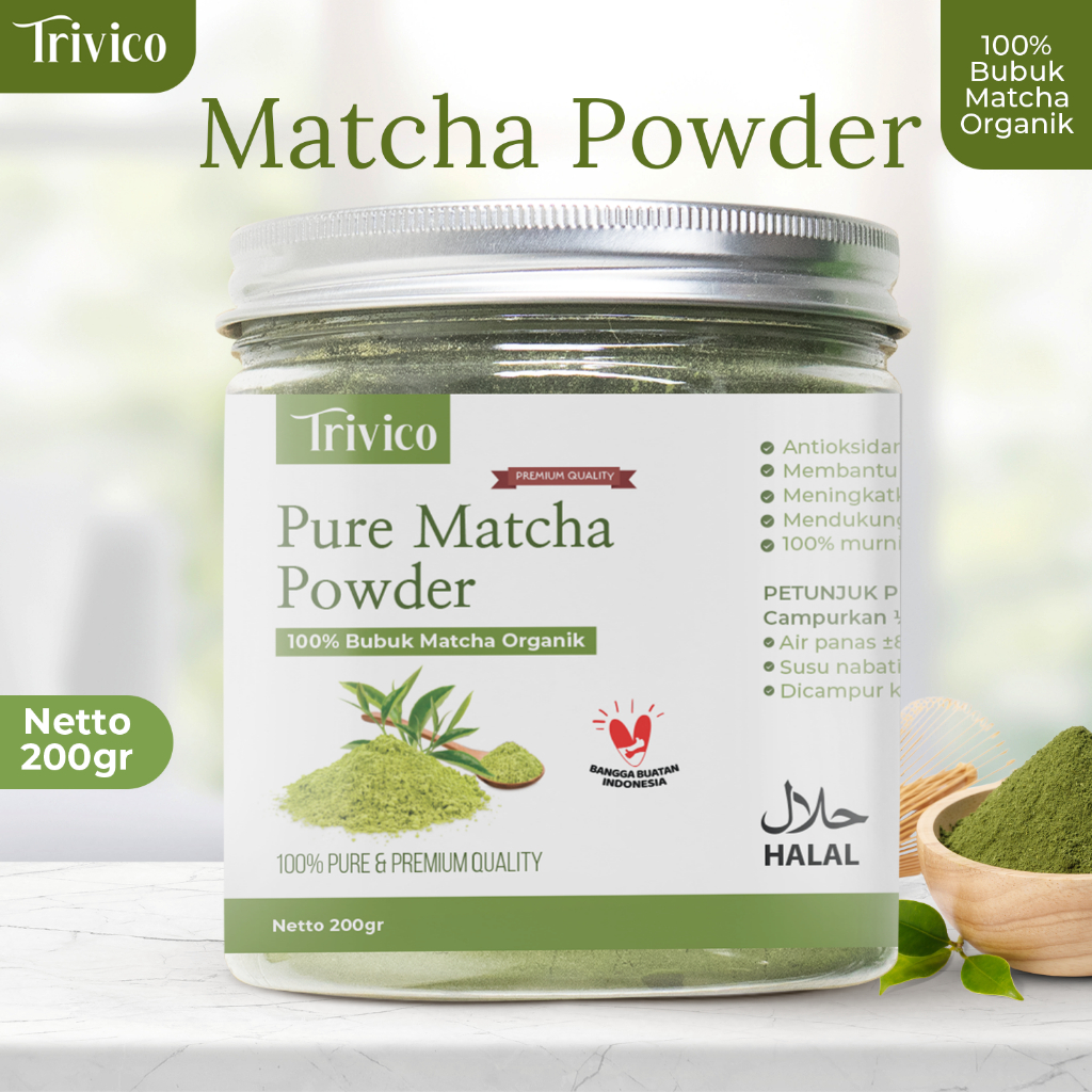 

TRIVICO Pure Matcha Powder Premium Matcha Bubuk Matcha Organic & Original 200gr