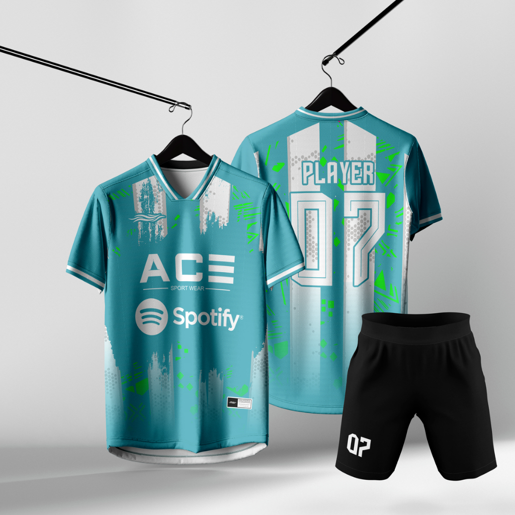 ACE  / Jersey Futsal Custom /  Motif Hijau Laris / Free Ubah Nama Nomor Anak Dewasa