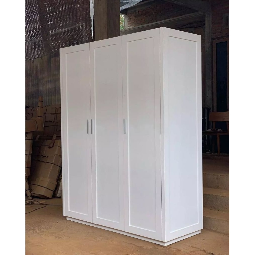 Lemari 3 pintu Kayu Jati / Lemari baju Estetik Kayu Jati Jepara / Almari Pakaian aesthetic