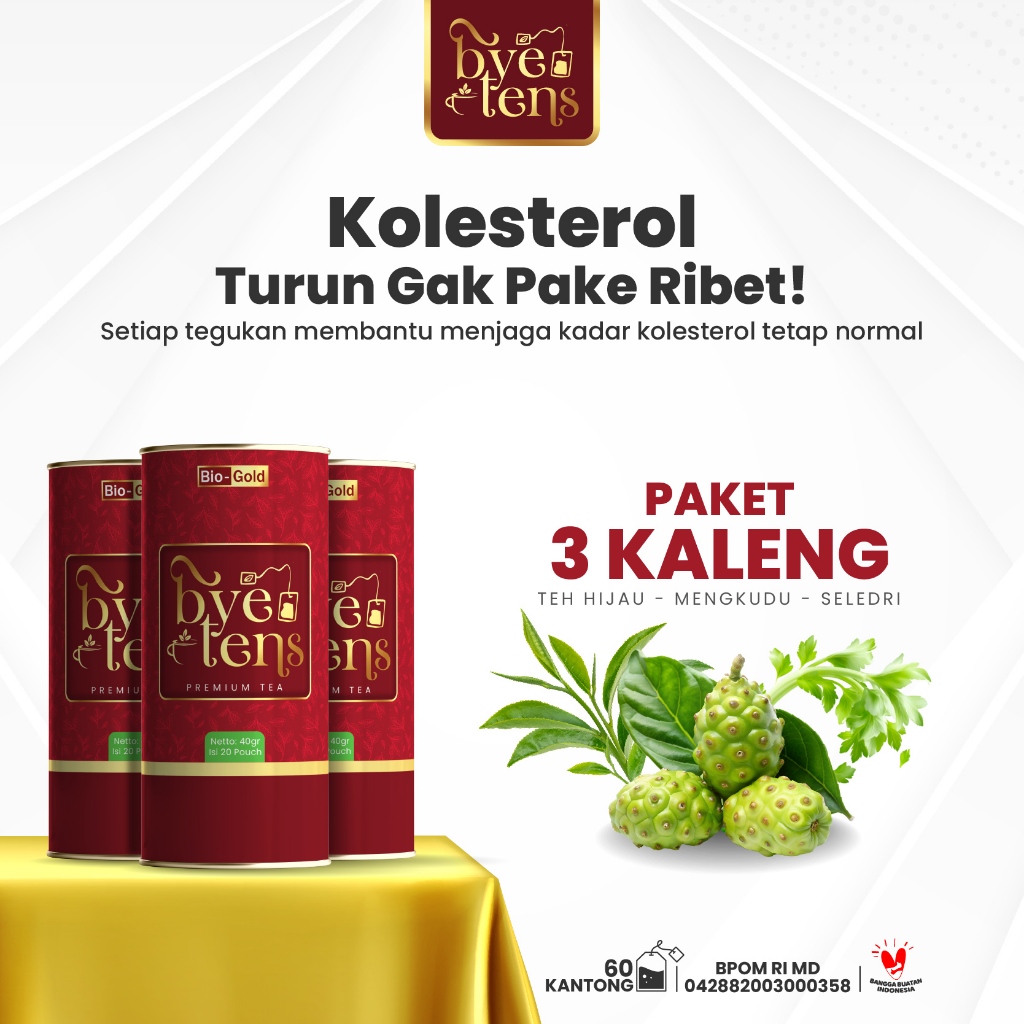 

Bye Tens - Obat Hipertensi Sekaligus Kolestrol Dalam Bnetuk Teh Hijau Mengkudu Seledri PAKET 3