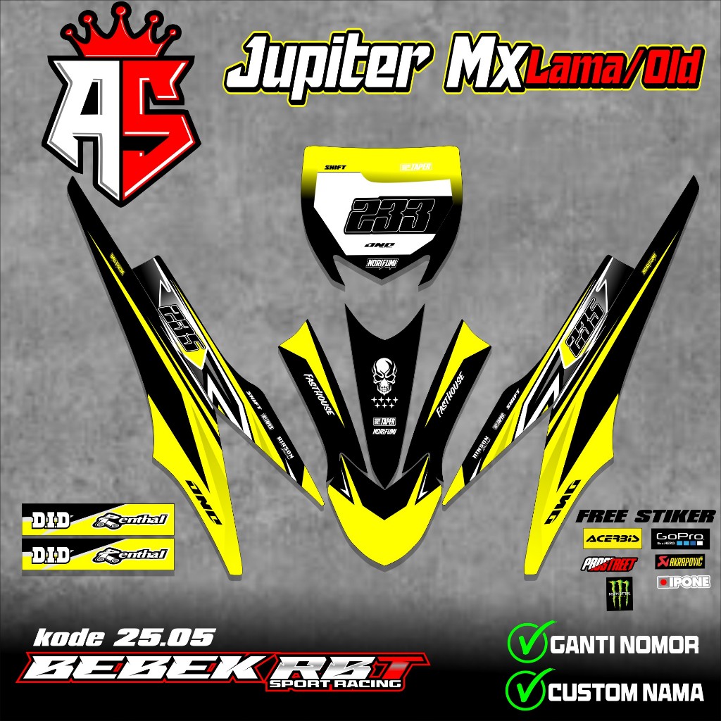 Sticker RBT JUPITER MX LAMA/OLD SEMI FULL BODY MOTOR RBT BEBEK MODIF SUPERMOTO YZ CRF KLX KX KTM RBT