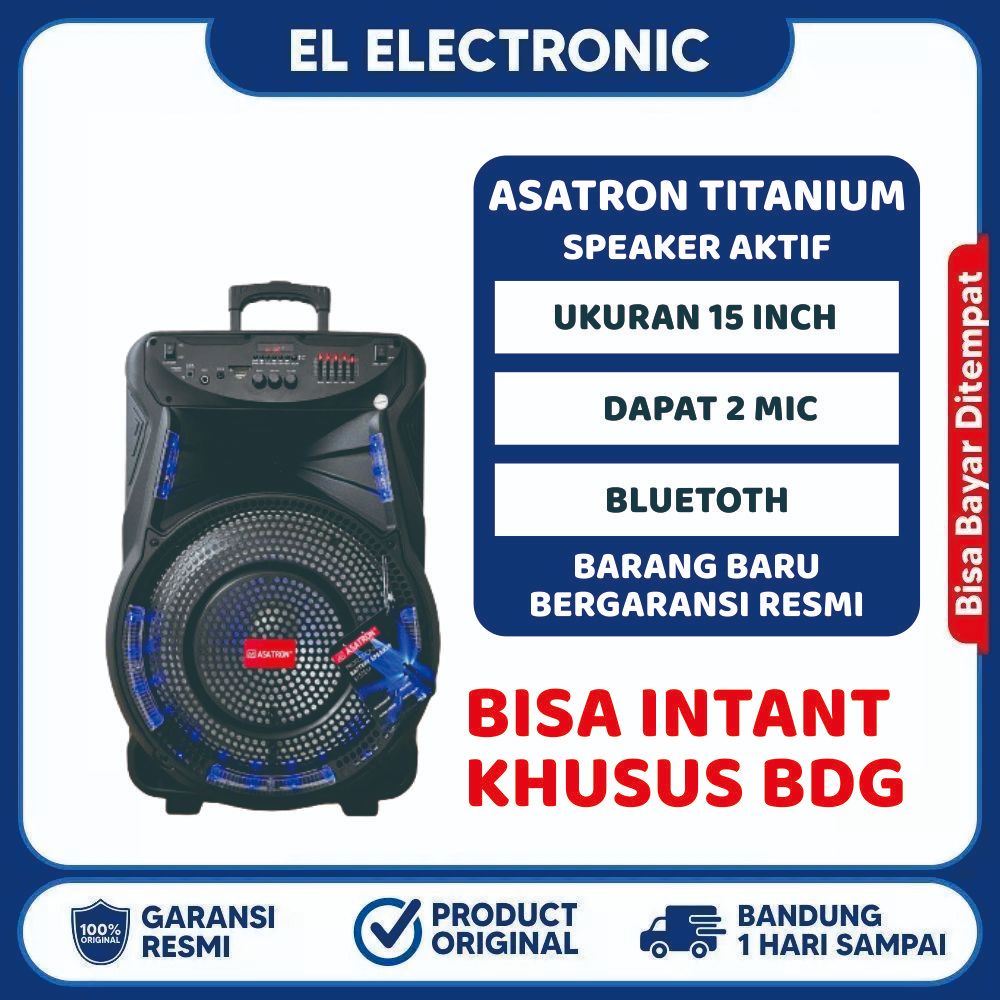 SPEAKER ASATRON 15'' 2 MIC(TITANIUM) / Asatron 15 Inch Speaker Bluetooth
