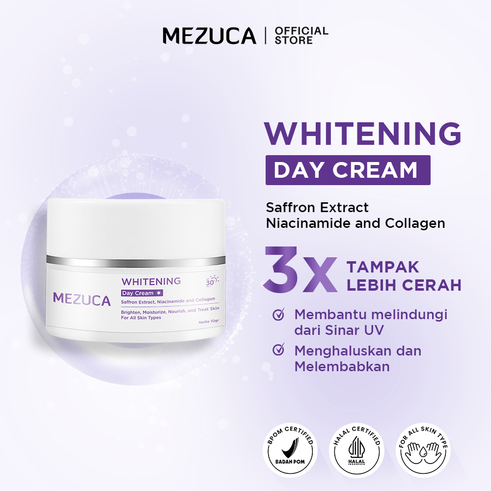 Day Cream Mezuca Krim Pagi Mencerahkan atasi Jerawat Bekas Jerawat Flek Hitam BPOM