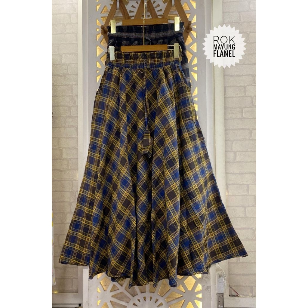 ROK KOTAK FLANEL ROK PAYUNG KOTAK FLANEL ROK FLANEL IMPOR MAXI KOTAK KOTAK KOREAN