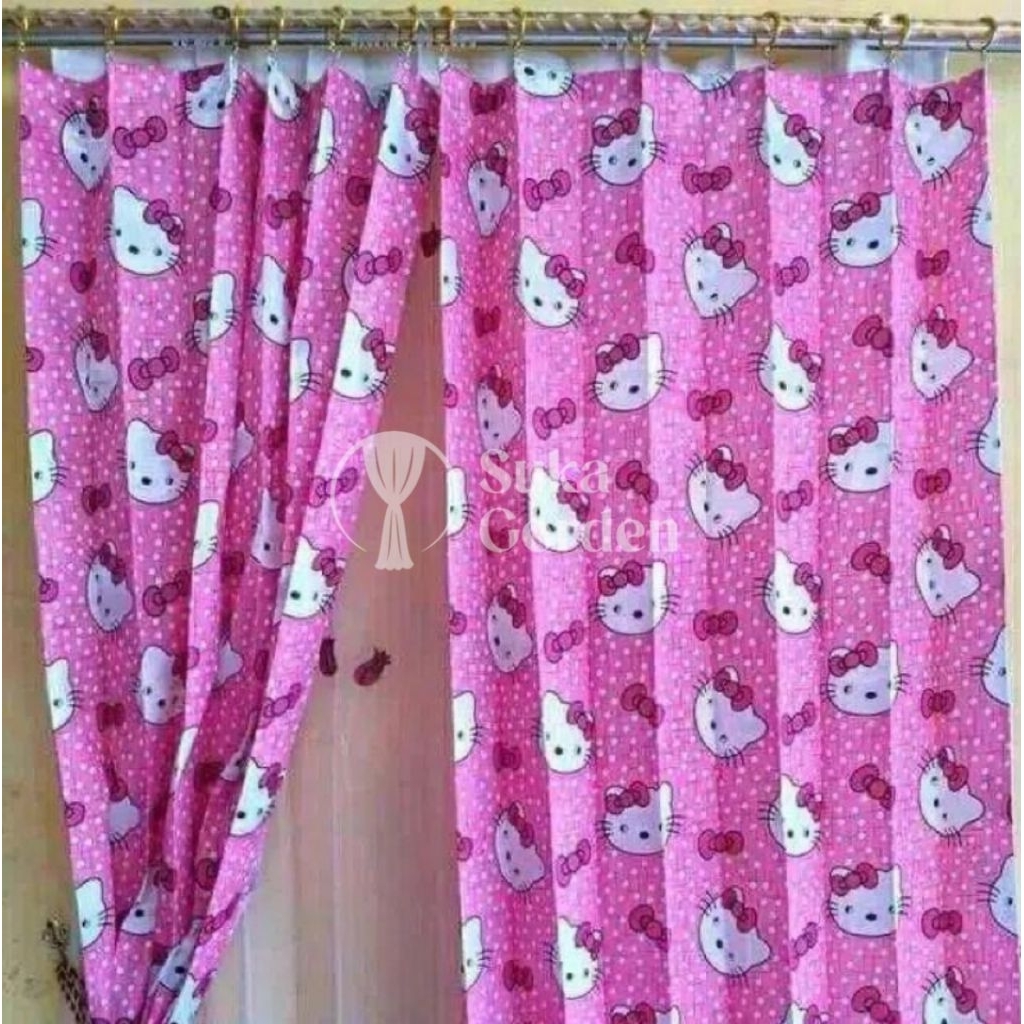 Gorden Hello Kitty Pink Gorden Plisket Satin Karakter Hello Kitty