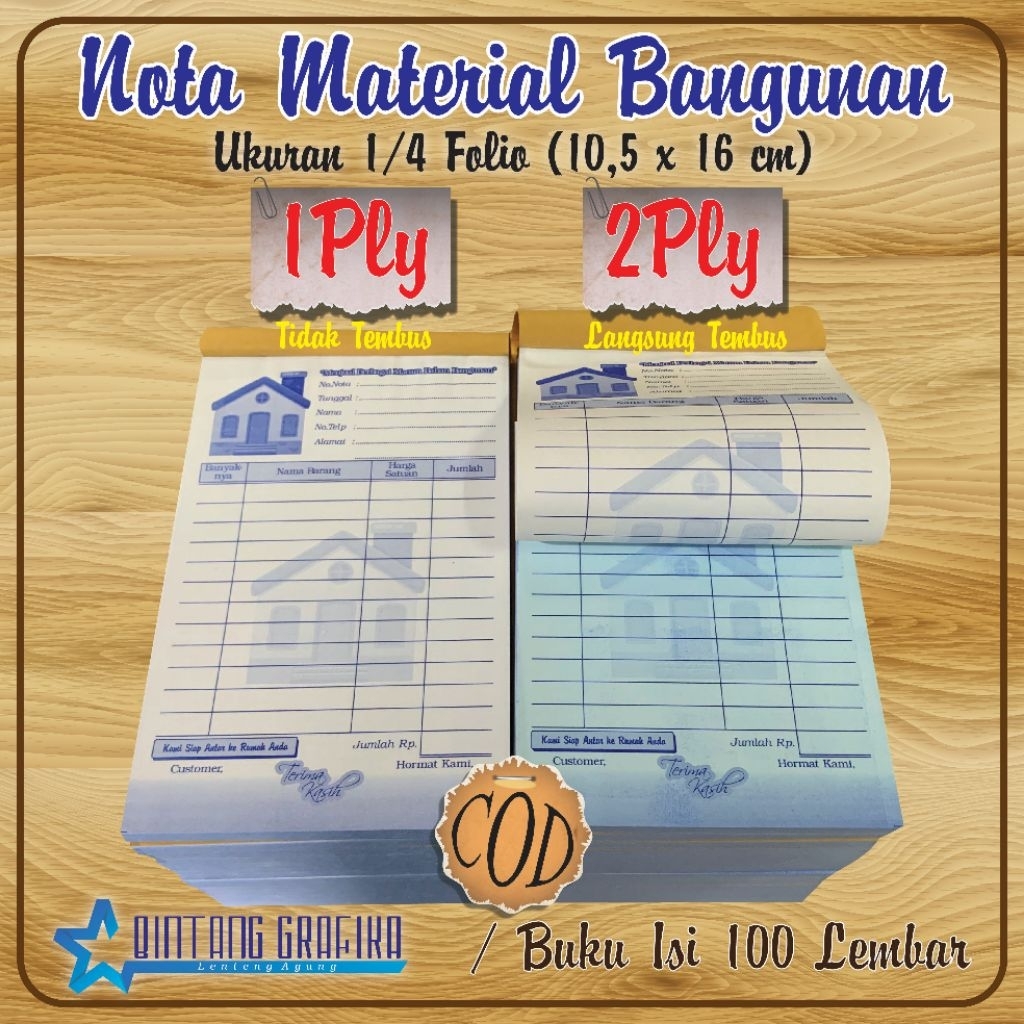 

NOTA MATERIAL BANGUNAN 1PLY&2PLY ( 10,5x16 cm)