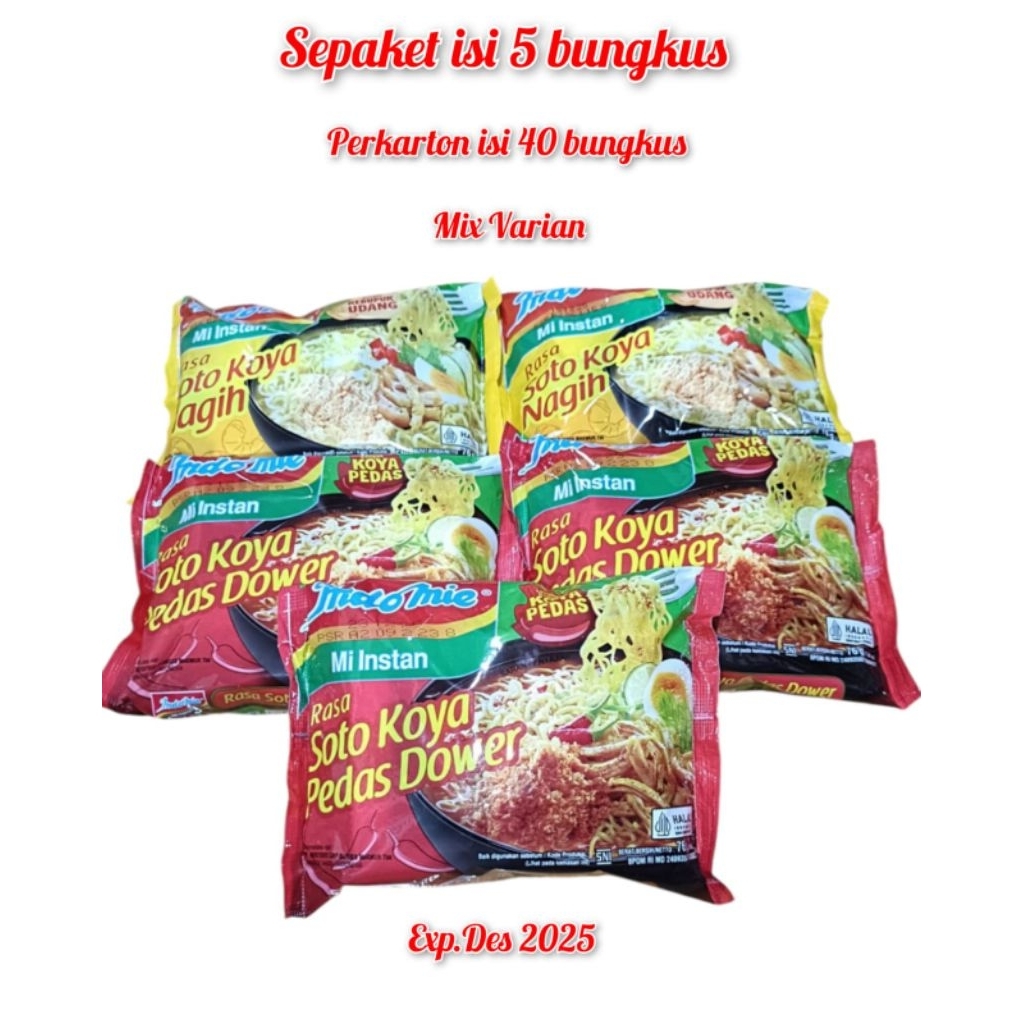 

Indomie kuah soto koya dan soto dower isi 5