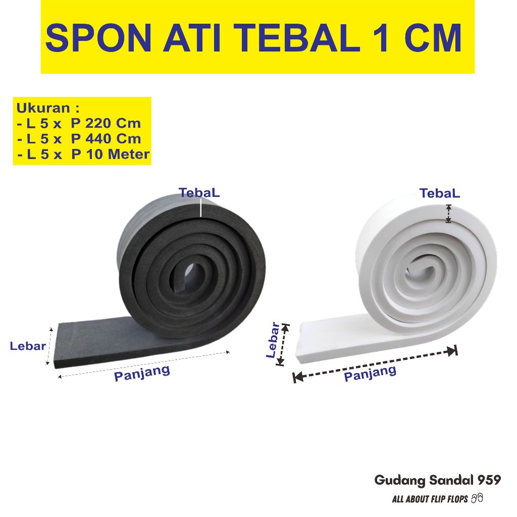 SPON ATI / BUSA ATI / SPON EVA TEBAL 1 CM POTONGAN PERSEGI PANJANG