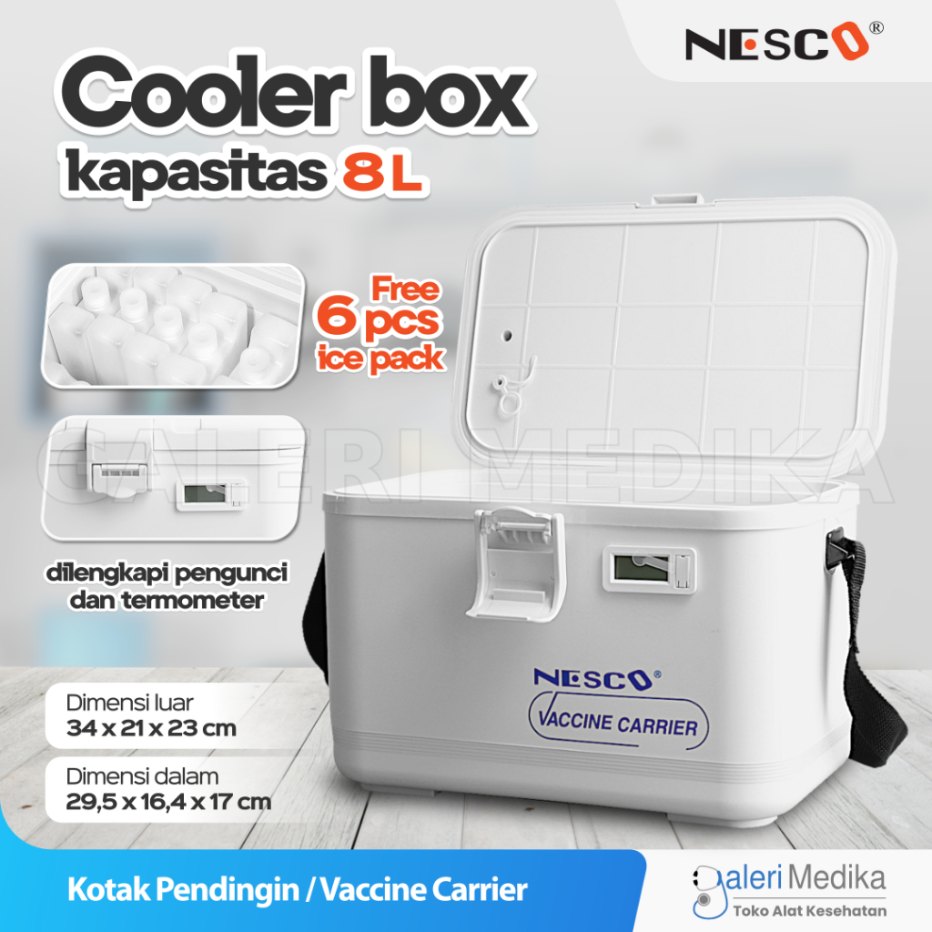 Nesco Cooler Box Vaccine 8 Liter / Nesco Vaccine Carrier Pendingin / Nesco Cooler Box Vaksin 8 Liter