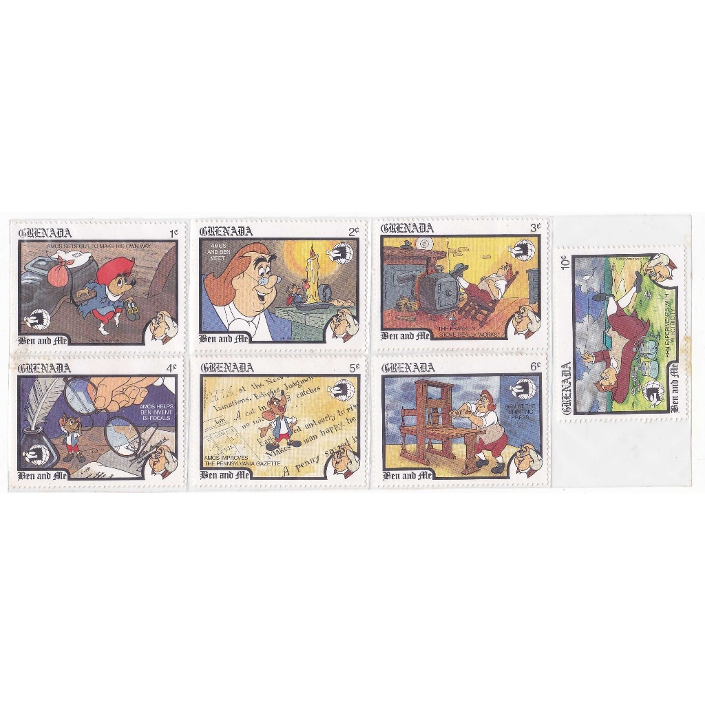 

Disney World Expo Ben and Me Grenada 1989 Postage Stamps Perangko Prangko Pos Filateli Philately Mickey Morty Ferdie Mouse Goofy Pluto Figaro Gyro Gearloose Ludwig Von Drake