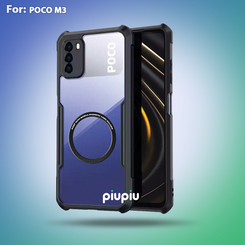 Case Poco M3 Casing Transparan With Ring Magnetic