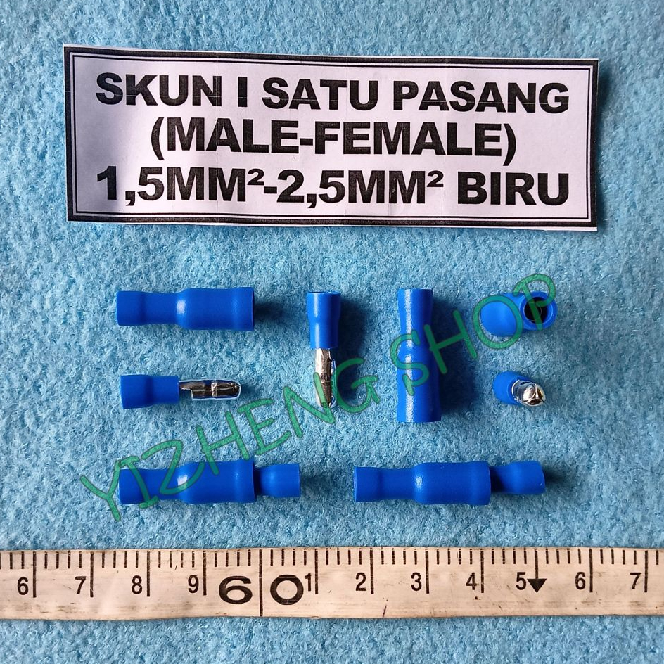 Skun I SATU PASANG (MALE-FEMALE) 1,5MM²-2,5MM² BIRU